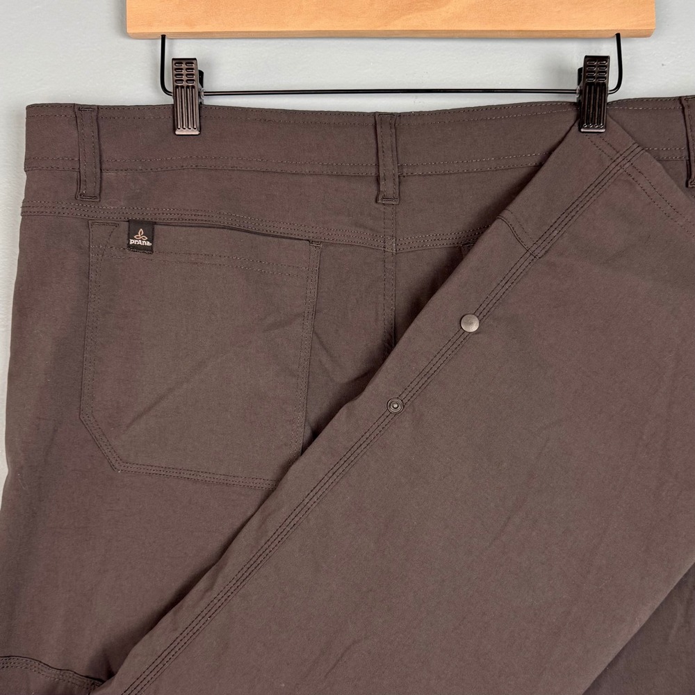 PrAna Zion Mens XLx32 Gray Straight Leg Nylon Blend Stretch Hiking Roll Up Pants
